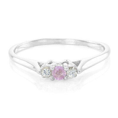 Bague en argent et Saphir rose de Ceylan