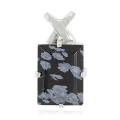 Pendentif en argent et Obsidienne Flocon-de-Neige