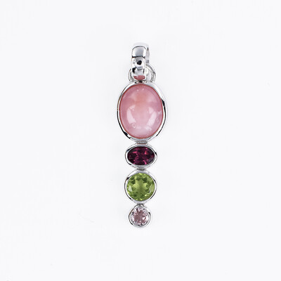 Pendentif en argent et Opale rose des Andes