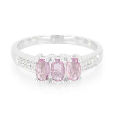 Bague en argent et Saphir pourpre de Ceylan non chauffé