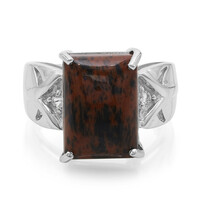 Bague en argent et Obsidienne acajou