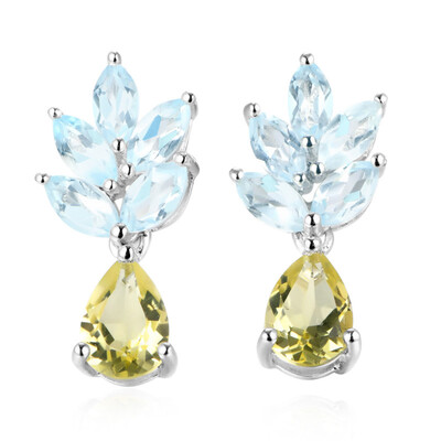 Boucles d'oreilles en argent et Citrine jaune citron