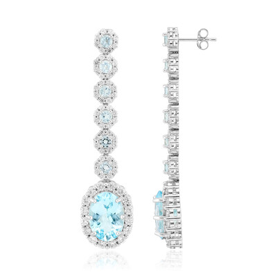 Boucles d'oreilles en argent et Topaze bleu ciel