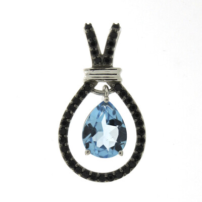 Pendentif en argent et Topaze bleu Suisse