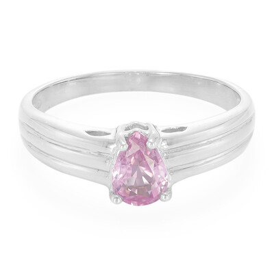 Bague en argent et Saphir rose de Ceylan