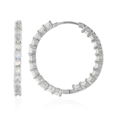 Boucles d'oreilles en argent et Pierre de Lune arc-en-ciel