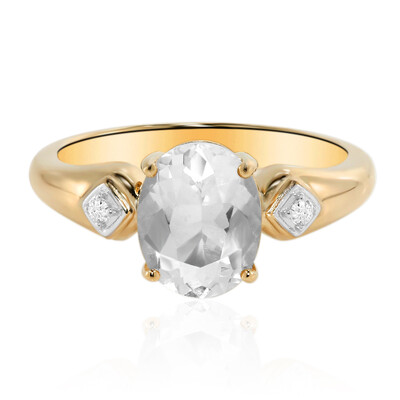 Bague en or et Opale hyalite du Mexique