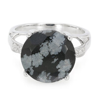 Bague en argent et Obsidienne Flocon-de-Neige