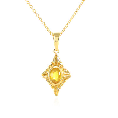 Collier en argent et Saphir jaune de Madagascar