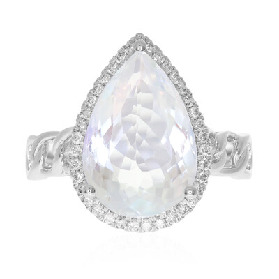 Bague en or et Pierre de Lune arc-en-ciel (CIRARI)