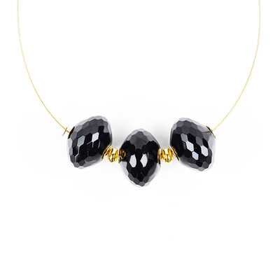 Collier en acier inoxydable et Onyx noir