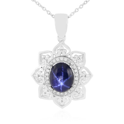Collier en argent et Saphir étoilé bleu