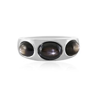 Bague en argent et Saphir étoilé noir
