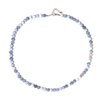 Collier en argent et Agate zonée bleue