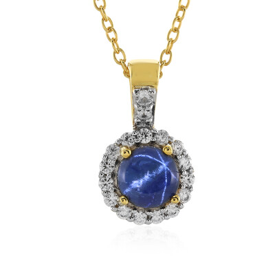 Collier en argent et Saphir étoilé bleu