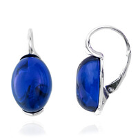 Boucles d'oreilles en argent et Ambre bleue de Colombie