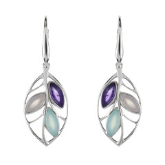 Boucles d'oreilles en argent et Agate bleue