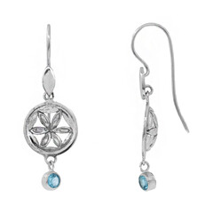 Boucles d'oreilles en argent et Topaze bleue