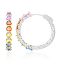 Boucles d'oreilles en argent et Saphir parme