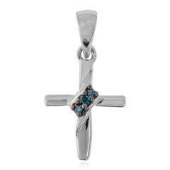 Pendentif en argent et Diamant SI1 bleu