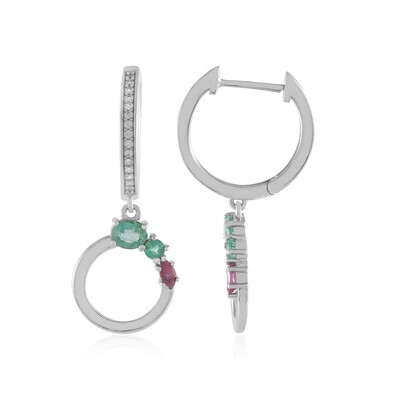 Boucles d'oreilles en argent et Emeraude de Russie