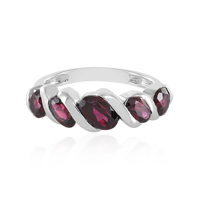 Bague en argent et Grenat Rhodolite framboise