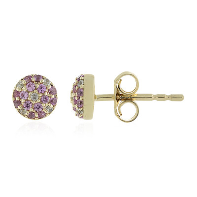 Boucles d'oreilles en or et Saphir parme