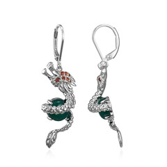 Boucles d'oreilles en argent et Agate verte
