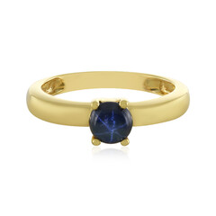 Bague en argent et Saphir étoilé bleu