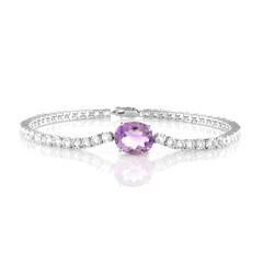 Bracelet en argent et Améthyste Rose de France