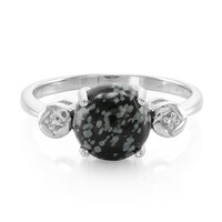 Bague en argent et Obsidienne Flocon-de-Neige