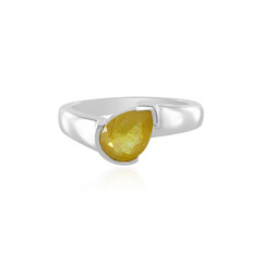 Bague en argent et Saphir jaune de Madagascar