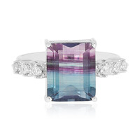 Bague en argent et Fluorite multicolore