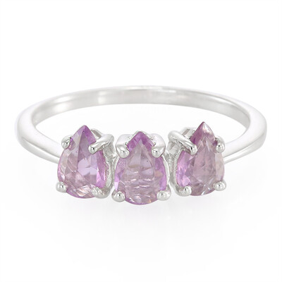 Bague en argent et Saphir pourpre de Ceylan non chauffé