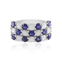 Bague en argent et Saphir bleu de Madagascar