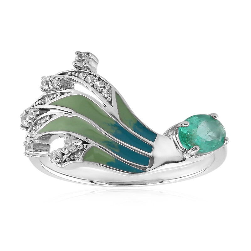 Anello T56 A Fiore Marquise Con Cubiche Di Smeraldo E Placcatura Oro 18K - Dolly-Bijoux