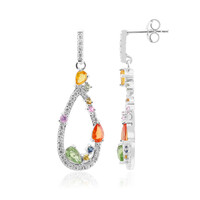 Boucles d'oreilles en argent et Saphir orange