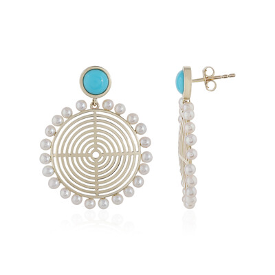 Boucles d'oreilles en or et Turquoise Sleeping Beauty (Ornaments by de Melo)