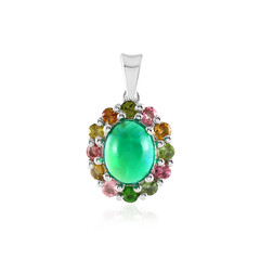 Pendentif en argent et Opale verte d'Éthiopie
