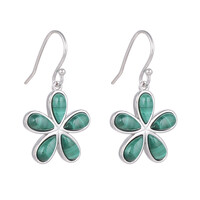 Boucles d'oreilles en argent et Malachite