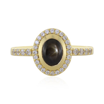 Bague en argent et Saphir étoilé noir