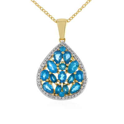 Collier en argent et Apatite bleu néon