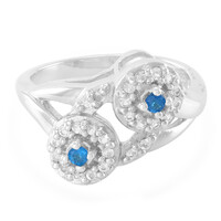 Bague en argent et Apatite bleu néon