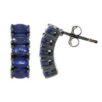 Boucles d'oreilles en argent et Saphir bleu de Madagascar
