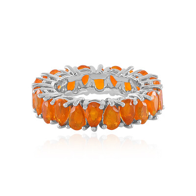Bague en argent et Opale orange d'Éthiopie