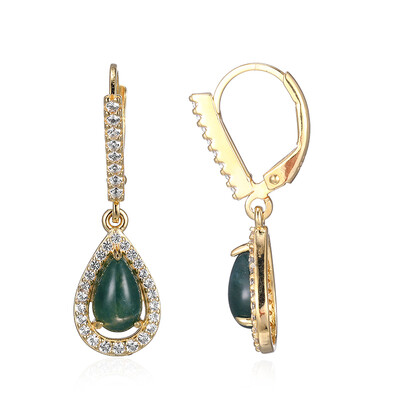 Boucles d'oreilles en argent et Agate verte