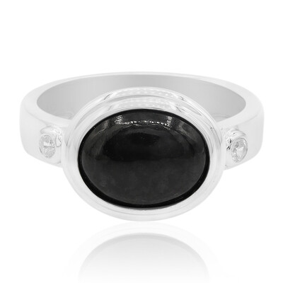 Bague en argent et Jadéite Noire (Annette)
