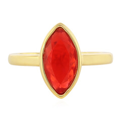 Bague en argent et Opale rouge d'Éthiopie