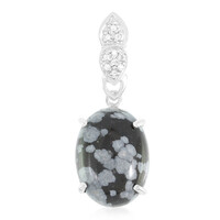 Pendentif en argent et Obsidienne Flocon-de-Neige