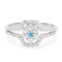 Bague en argent et Apatite bleu néon